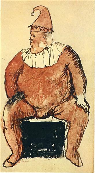 Pablo Picasso Oil Paintings Seated Fat Clown Bouffon Gros Assis